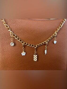 Charm Bag Chain Lightening Bolt, checker tile, flowers